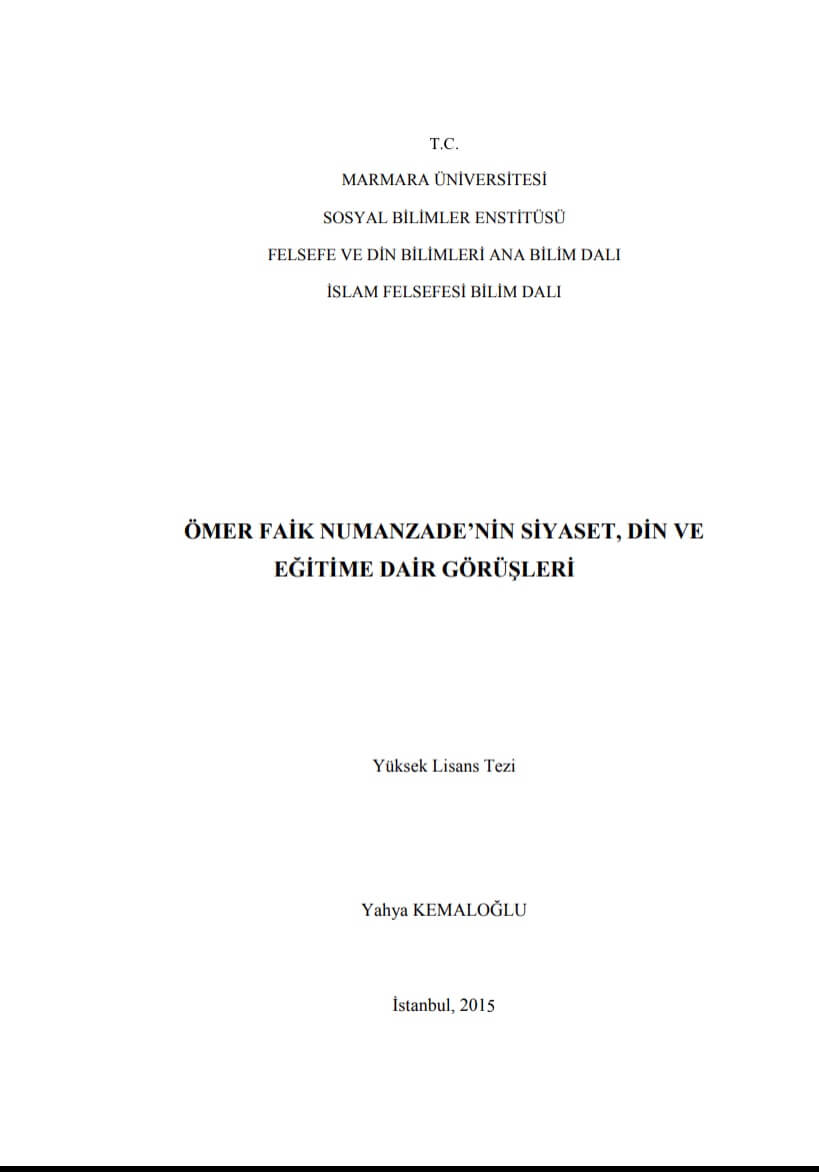 Yahya Kemaloğlu Yüksek Lisans Tezi